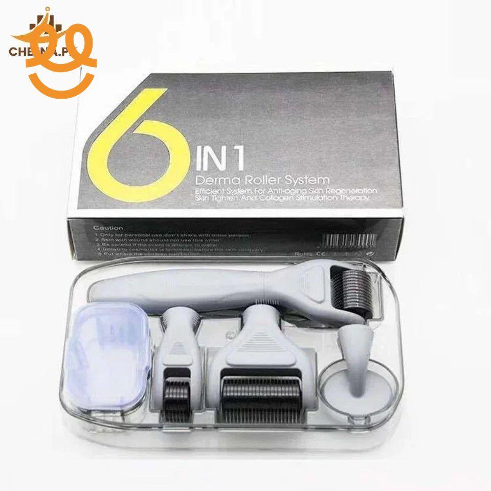 6 in 1 Derma Roller Kit for Face, Beard, Hair Growth & Skin Rejuvenation