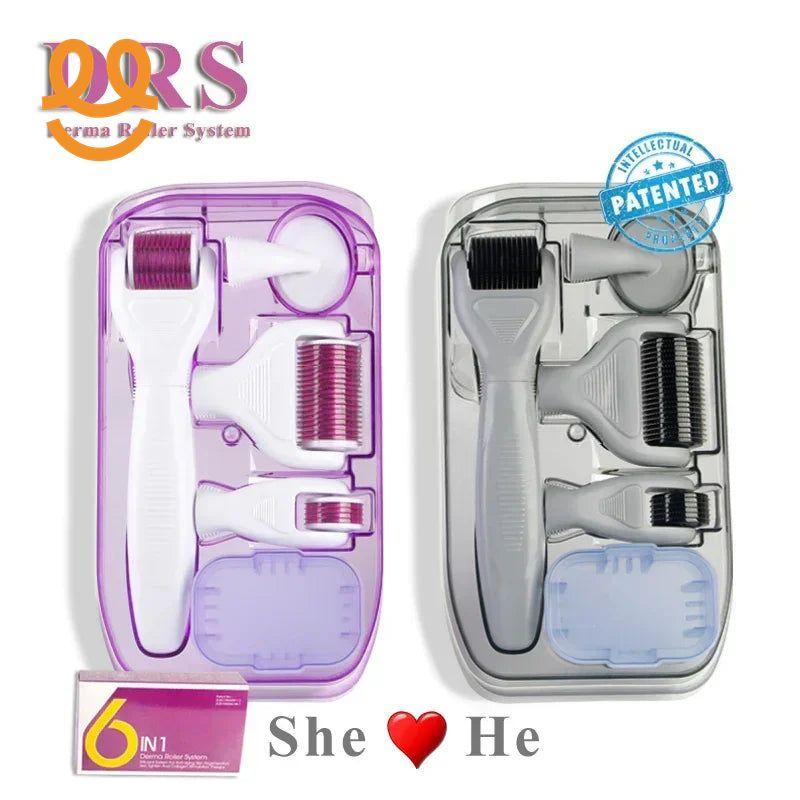 6 in 1 Derma Roller Kit for Face, Beard, Hair Growth & Skin Rejuvenation