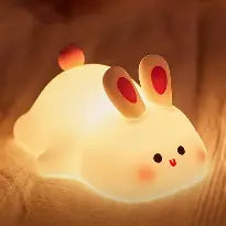 Silicone Bunny Night Light for Kids | Rechargeable Cute Rabbit Lamp with Touch Sensor
