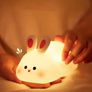 Silicone Bunny Night Light for Kids | Rechargeable Cute Rabbit Lamp with Touch Sensor